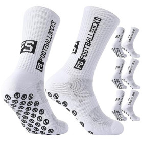 Lot de 3 paires de chaussettes de football 35-39 40-44 45-49 - Chaussettes de football antidérapantes - Respirantes - Antidérapa
