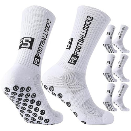 Lot de 3 paires de chaussettes de football 35-39 40-44 45-49 - Chaussettes de football antidérapantes - Respirantes - Antidérapa