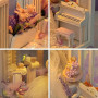 DIY Book Nook Dolls House Kit Puzzle Jouets Miniature Mobilier Romantique Robe de mariée Maison de poupée avec lumières LED, cad