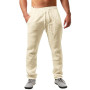 Runcati Pantalon en Lin pour Homme - Couleur Unie - Long - Léger - Coupe Ample - avec Cordon de Serrage - pour Les Vacances, la