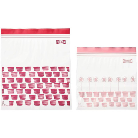 Ikea Istad Sacs refermables, 50 pièces (25 x 1,2 l + 25 x 2,5 l), qualité alimentaire, réutilisables, fermeture auto scellante,