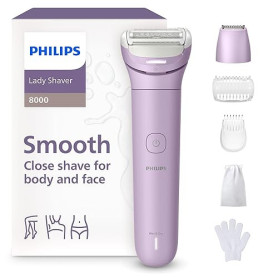 Philips Lady Shaver série 8000 – rasoir sans fil, sur peau sèche ou mouillée, système de rasage à 3 lames, tête flexible, éclair