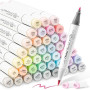 Ohuhu Marqueurs Colorés D'art, Pastel Pinceau Pointe Double Feutres à Alcool Pinceau et Fine Burin Pour Artiste Etudiants Pour C