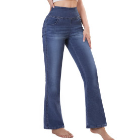 Chasehot Jean Femme Taille Elastique, Jeggings Taille Haute Bootcut avec Poches Flared Mode Slim Pantalon Denim Leggings Évasé J