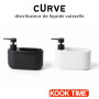 Kook Time Distributeur de Savon Cuisine avec Porte-Éponge 520 ML Curve - Organiseur d'Évier en Céramique pour Liquide Vaisselle 