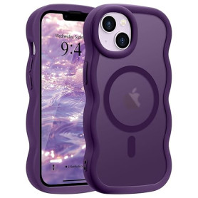 Pepmune Coque Magnétique pour iPhone 15 Plus iPhone 14 Plus[Compatible avec Magsafe] Translucide Mat Cadre Vague Bouclée Coque d