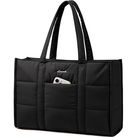 LOVEVOOK Sac Cabas Femme, Puffer Sac a Main Sacs Ordinateur Grand, Sac de Cours Sac Fourre Tout pour Les Cours Lycee Travail Uni