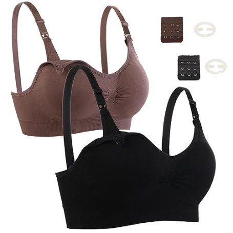 Seitop Lot de 2 Soutiens-Gorge d'allaitement pour l'allaitement, Soutien-Gorge de maternité, sans Armatures, sans Couture, pour