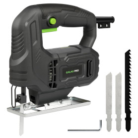 GALAX PRO Scie Sauteuse 400W, 3000 RPM, Coupe biseau à -45°/+45°, bouton de verrouillage, incluant des lames pour le bois et le 