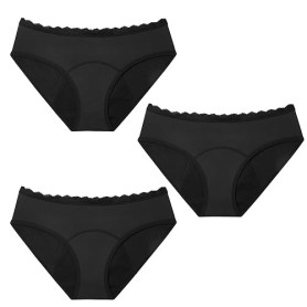 Anpro Lot de 3 Culotte Menstruelle Absorbante, Lavable Coton Menstruation pour règles, Post-Partum, récupération