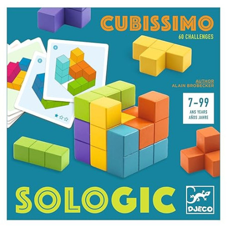 Djeco - Sologic Cubissimo - Casse-tête en Bois - Enfants et Adultes dès 7 Ans - Développe la Logique et la Mémoire - DJ08477 - M