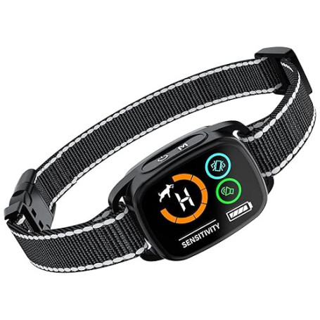 Collier Anti Aboiement Chiens,Modes Son/Vibration/Vibration Forte, Détection Intelligente des Aboiements, Rechargeable, Étanche