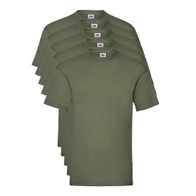 Fruit of the Loom Pack of 5 Valueweight Men's T-Shirt + Web-Textilien24 Fabric Bag - S M L XL XXL 3XL 4XL 5XL - Various Colour S