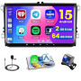 5G WiFi 2+64GB Android Autoradio Wireless Carplay pour VW Golf 5 6 Polo Seat Skoda Écran Tactile 9 Pouces Bluetooth Poste Radio