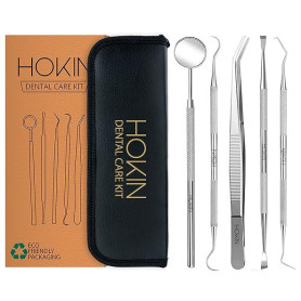 HOKIN Detartreur Dentaire Kit Dents en acier Inoxydable kit de Nettoyage Calcul Calculateur de Plaque Hygiène Scanner Crochet Ch