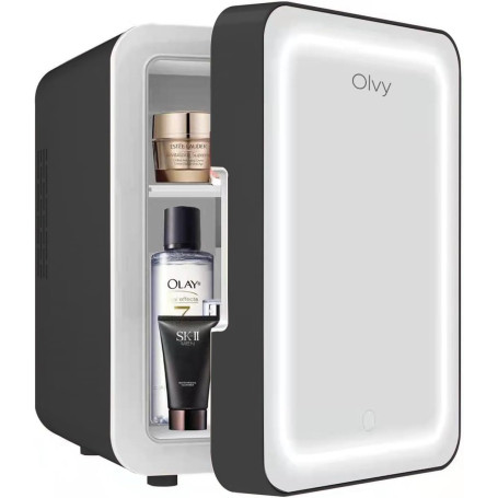 Olvy Réfrigérateur Cosmétique 4 Litres, Mini Frigo, Mini Réfrigérateur Portable Avec Miroir LED, Petit Réfrigérateur pour Soins 