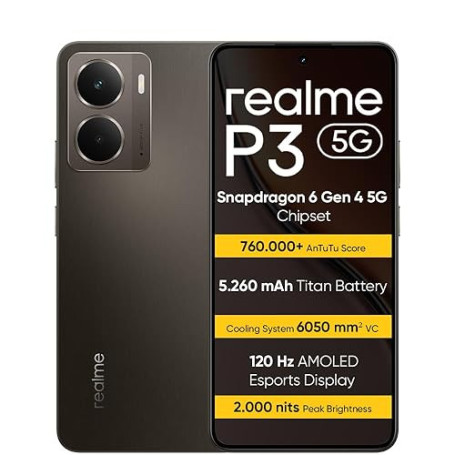 realme P3 5G Smartphone 12+512 GB, Processeur Snapdragon 6 Gen 4 5G, Batterie Titan de 5260mAh, Charge Rapide de 45W, AMOLED da