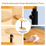 KUKKUME Table d'Appoint en Forme de C Réglable en Hauteur Petite Table Basse Latérale en Bambou et Métal Bout De Canape pour Sal