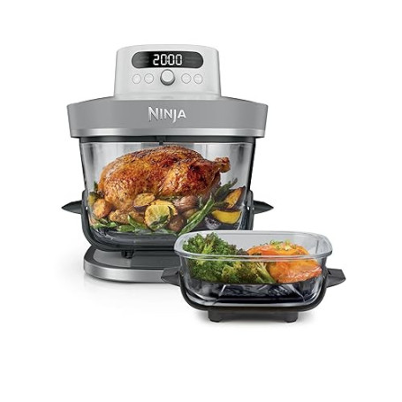 Ninja CRISPi PRO XL, Friteuse sans huile en verre, 5 modes de cuisson prédéfinis, avec contenants en verre CleanCrisp de 5,7 l e