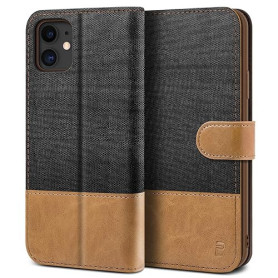 BEZ® Coque pour iPhone 11, Etui pour iPhone 11 Housse en Cuir de Protection, Portefeuille en Cuir Polyuréthane, Crochet, Pochett