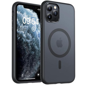 TOCOL Coque Magnétique pour iPhone 11 Pro Max 6,5 Pouces, Compatible avec MagSafe, Coque Mat Translucide Fine Antichoc, Noir