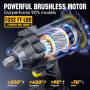 Gisam 1400N.m Clé à Choc Sans Fil Brushless avec 2 * 4.0Ah Batterie, 4 niveaux de puissance, 21V 1/2 Boulonneuse à Choc avec 5 D