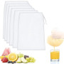 Quelcc 6 Pièces Sac à Lait de Noix, 20 × 30 Cm Sacs à Fromage en Nylon, Filtre Lait Végétal Reutilisable, pour Jus de Légumes et