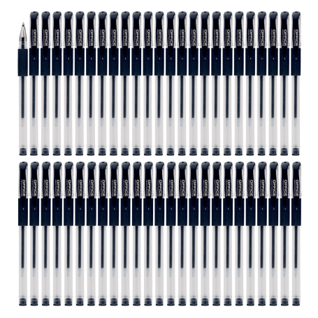 OFFICER PRODUCTS Lot de 50 stylos à bille gel - Encre gel - Noir - Diamètre de la boule : 0,5 mm - Encre résistante à l'eau et n