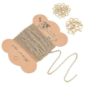 UNICRAFTALE 5m Chaînes de Câbles Chaîne Acier Inoxydable Chaîne de Collier 10 fermoirs à Pince de Homard et 30 Anneaux de Saut N