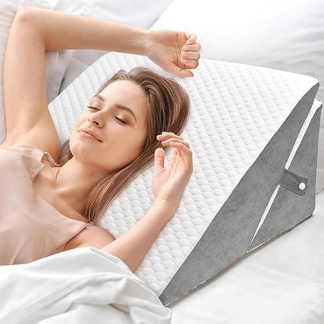INFANZIA Coussin incliné pour lit, Coussin de Coin, Oreiller Triangle Pliable en mémoire de Forme pour l'apnée du Sommeil, Reflu