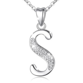 AEONSLOVE Collier avec pendentif en forme de lettre de l'alphabet en argent sterling 925 avec oxyde de zirconium, chaîne de 45,7