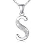 AEONSLOVE Collier avec pendentif en forme de lettre de l'alphabet en argent sterling 925 avec oxyde de zirconium, chaîne de 45,7