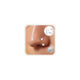ESHIONER G23 Titane Nez Anneaux Fer à Cheval Piercing pour Femmes Argent Or 20g 7-10mm CZ Boucles Oreilles Cartilage Hélix Tragu