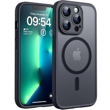 TOCOL Coque Magnétique pour iPhone 13 Pro 6,1 Pouces, Compatible avec MagSafe, Protection de l'objectif améliorée, Coque Mat Tra