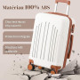 LEADZM Valise Cabine Rigide en ABS Léger, Bagage Cabine 55x35x25, Valise Soute Suitcase de Voyage avec 4 roulettes Spinner (Beig