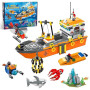 AKWME City Ocean Explorer Bateau Jeu de Construction, Jouet Construction Bateau Exploration avec lumières LED, Hélicoptère, sous