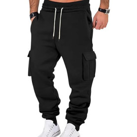 WINKEEY Pantalon Jogging Homme Pantalon Survetement Homme Jogging Cargo avec Poches