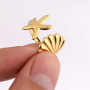 Bague Coquillage Étoile de Mer, Bague Étoile de Mer Dorée Acier Inoxydable Bague Coquillage Réglable Artistique Bijoux Étoile de