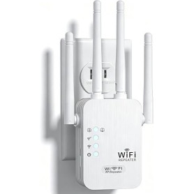 Répéteur WiFi 1200Mbps, Puissant WiFi Booster Double Bande 5GHz & 2.4GHz Amplificateur WiFi Puissant avec Gigabit Ethernet Port,