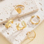 CHONGQILAO 5 Pièces Bague Femme Acier Inoxydable, Bague Coquillage Etoile de Mer, Vintage Bagues pour Femmes, Set de Bague Doré,