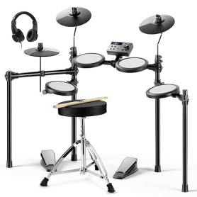 Donner DED-70 Kit de batterie électrique, pour débutants, avec coussinet en maille, chargeur portable, baguettes, casque de Noël