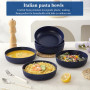 HOMQUEN Bols à Pâtes Ensemble de 6, Assiettes Creuses, Bols à Salade de 1100 ml Bols à Soupe Bleu, Grands Bols de Service Pour P