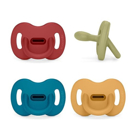 Suavinex, Lot 4 Sucettes Tout Silicone, pour Bébé 6/18 Mois, Sucette avec Tétine Symétrique SX Pro, Réversible, Super Douce et S