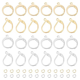 UNICRAFTALE 80 Ensembles 2 Styles Apprêts de Boucles D'Oreilles à Levier Acier Inoxydable avec Boucles et Anneaux de Saut Croche