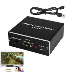 gsgfuis 4K x 2K HDM1 Audio Convertisseur Adaptateur, Extracteur Audio HDM1 Splitter, Répartiteur Audio HDM1, HDM1 vers HDM1 Audi