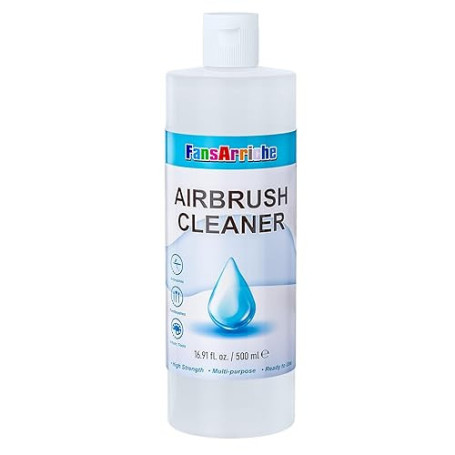 FansArriche Nettoyant pour aérographe 500 ml – Nettoyant puissant à action rapide, élimine la peinture acrylique à l’eau, aquare