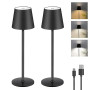 Lampe de Table à Batterie LED Dimmable, Lampe de Table Sans Fil Tactile avec USB-C, Lampe de Bureau à Batterie Rechargeable LED