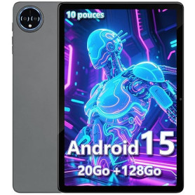 SIMPLORI Tablette 10 Pouces, Android 15, 20Go RAM + 128Go ROM(1 to Extensible) 8580 mAh Batterie​, Octo-Cœur 5G WiFi Tablette Ta