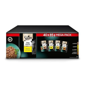 SHEBA Mini Filets - Sachets Fraîcheur en Sauce, Sélection à la Volaille pour Chat Adulte - 40x85g