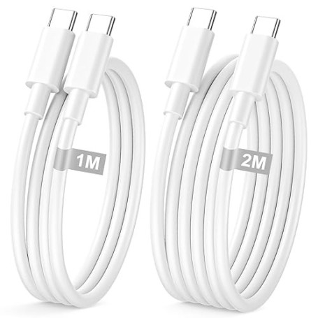 Cable iPhone 17 16 15 [1M+2M/Lot de 2], 60W Cable USBC USBC Charge Rapide Câble Type C cable Chargeur USB C 2M Fil iphone Cordon